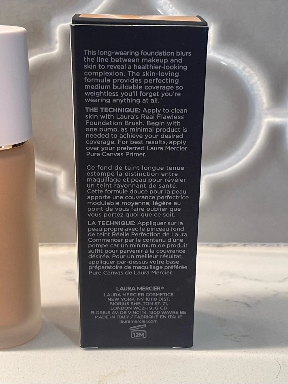 laura mercier Liquid Foundation Bottle in Beige with White Cap